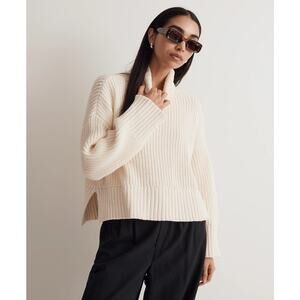 Madewell Antique Cream Wide Rib Turtleneck Sweater NWT Size XXS